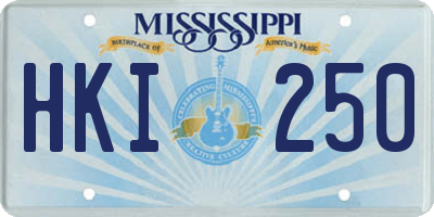 MS license plate HKI250