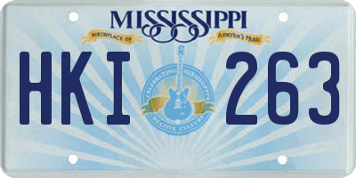 MS license plate HKI263