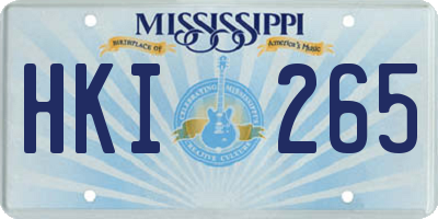 MS license plate HKI265