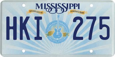 MS license plate HKI275