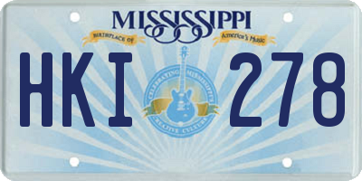 MS license plate HKI278