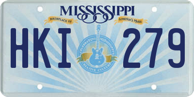 MS license plate HKI279