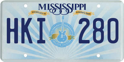 MS license plate HKI280