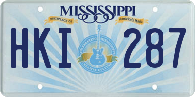MS license plate HKI287