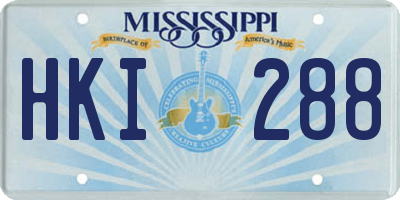 MS license plate HKI288