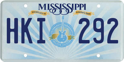 MS license plate HKI292