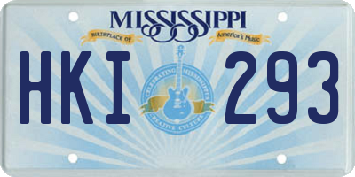 MS license plate HKI293
