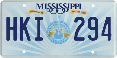 MS license plate HKI294