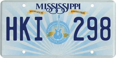 MS license plate HKI298