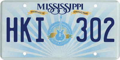 MS license plate HKI302