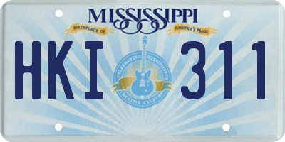 MS license plate HKI311