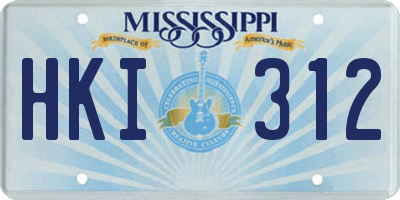 MS license plate HKI312