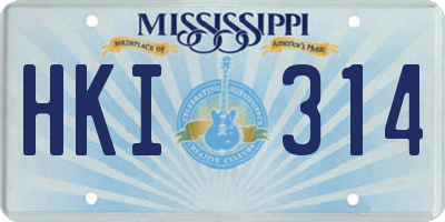 MS license plate HKI314