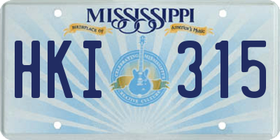 MS license plate HKI315