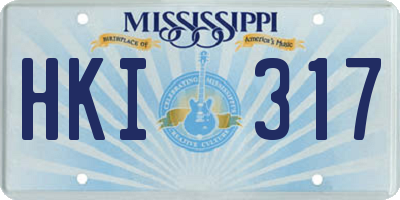 MS license plate HKI317