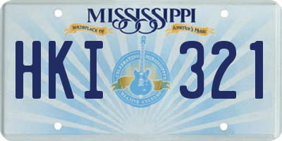 MS license plate HKI321