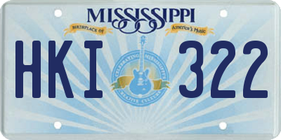 MS license plate HKI322
