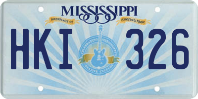 MS license plate HKI326