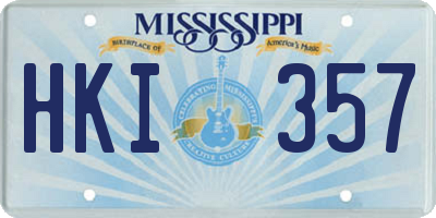 MS license plate HKI357