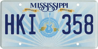 MS license plate HKI358