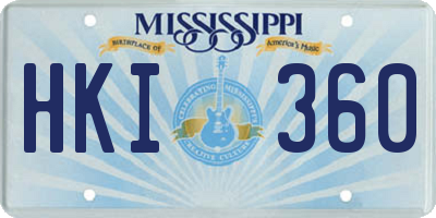 MS license plate HKI360