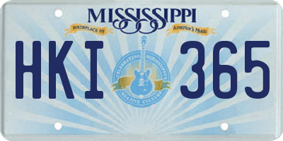 MS license plate HKI365