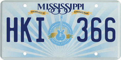 MS license plate HKI366