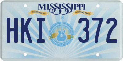 MS license plate HKI372