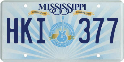MS license plate HKI377