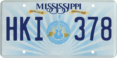 MS license plate HKI378