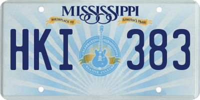 MS license plate HKI383