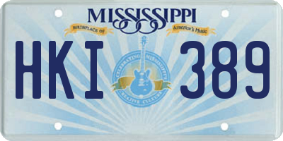 MS license plate HKI389