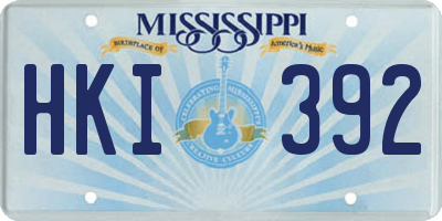 MS license plate HKI392