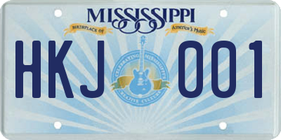 MS license plate HKJ001