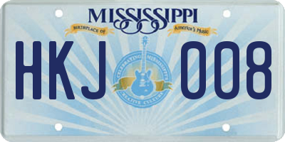 MS license plate HKJ008