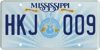 MS license plate HKJ009