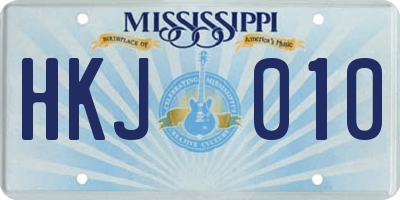 MS license plate HKJ010