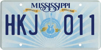 MS license plate HKJ011
