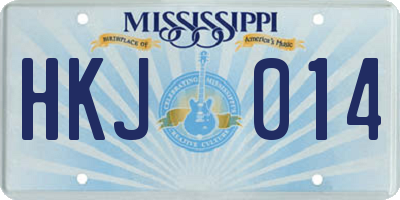 MS license plate HKJ014