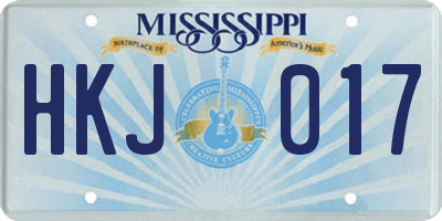 MS license plate HKJ017
