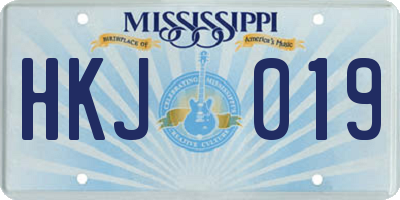 MS license plate HKJ019