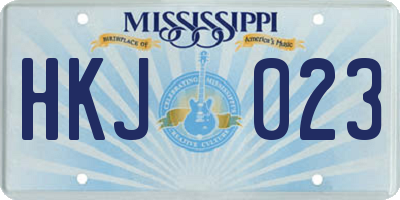 MS license plate HKJ023