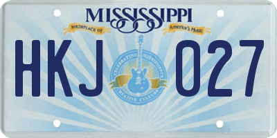 MS license plate HKJ027
