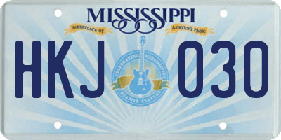 MS license plate HKJ030