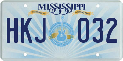 MS license plate HKJ032
