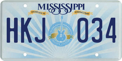 MS license plate HKJ034