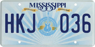 MS license plate HKJ036