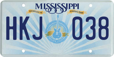 MS license plate HKJ038