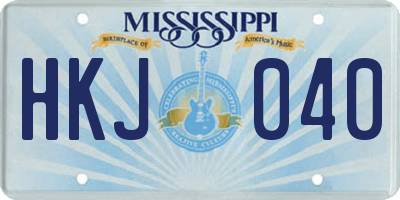 MS license plate HKJ040
