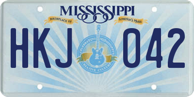 MS license plate HKJ042